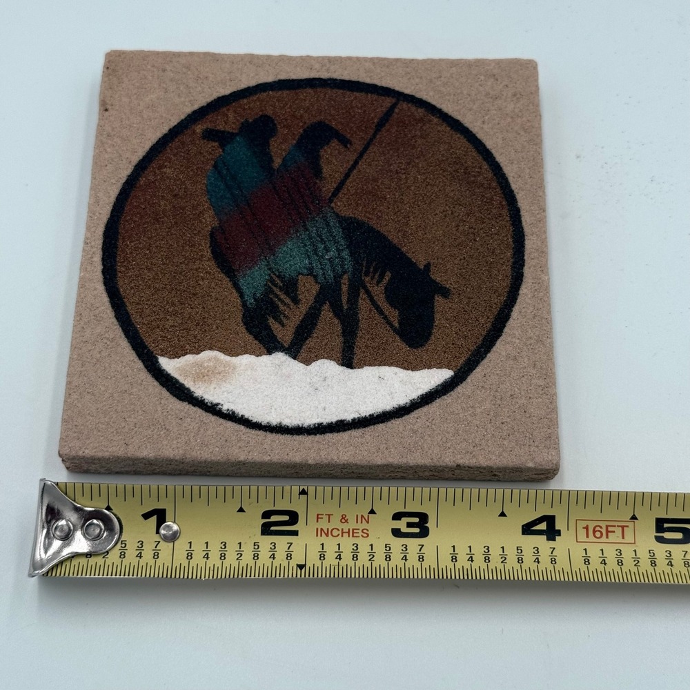 Navajo Art Lot 4pc Silas NAV‎ Wedding Vase Teissedre Tile Alex Lee Sandpainting - Picture 7 of 12